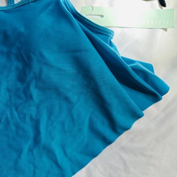Dressfo Teal Blue Swimsuit Top Tapered Ladder Tankini Swim Top NWT Size S - Picture 4 of 11